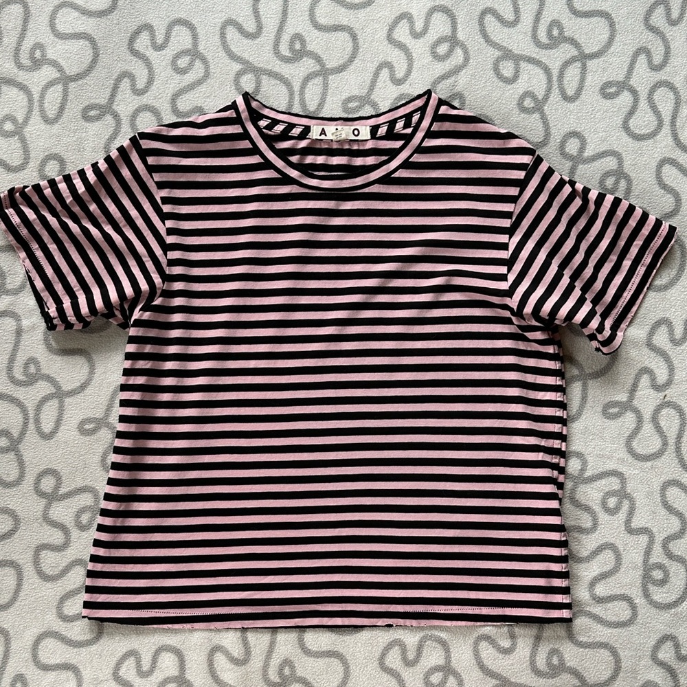 AMO Striped Distressed Tee